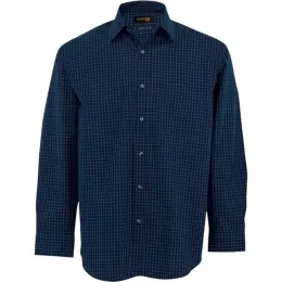 Mens Pioneer Check Lounge Long Sleeve Navy Front